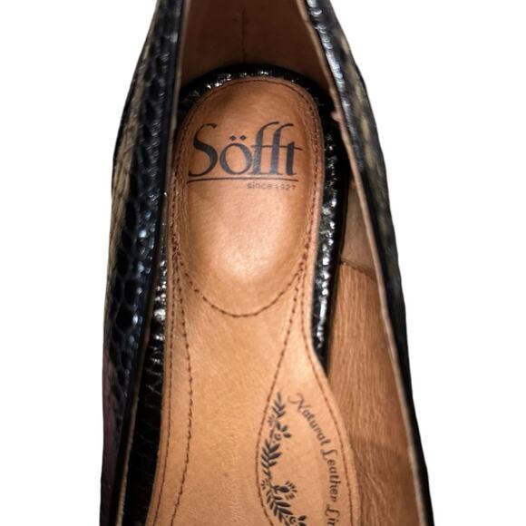 Sofft Women’s Black Leather Snakeskin Print Pumps with small Platform Size 9 - Picture 6 of 12